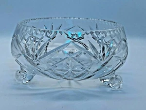 Vintage Crystal Bowl Sweet Dish Vase Very Heavy Footed Good Quality - Picture 1 of 8
