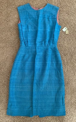 NWT Vtg 50s Lee Rue et Cie California Blue Sleeveless Silk Dress Sz 14-No Belt - Image 1 of 4