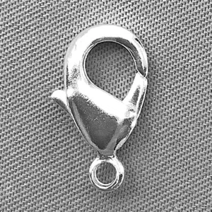 Medium Lobster Claw Clasps 15x8mm Shiny Silver Plated Brass Q20 Per Pkg - Picture 1 of 2