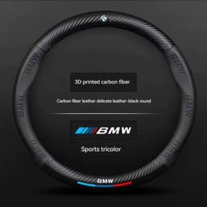 Leather Carbon Fiber Anti-Slip Steering Wheel Cover for M E46 E39 E60 E90 E91 - Picture 1 of 20