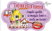 Targhetta targa a nuvoletta in legno CUCINA DELLA MAMMA da appendere