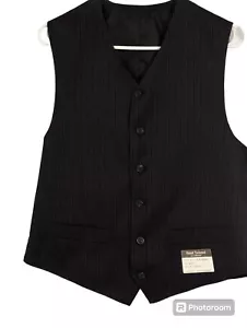 B - Le Collezioni Hand Tailored Men's Size 38R Tuxedo Vest Black Button Up Vest - Picture 1 of 6