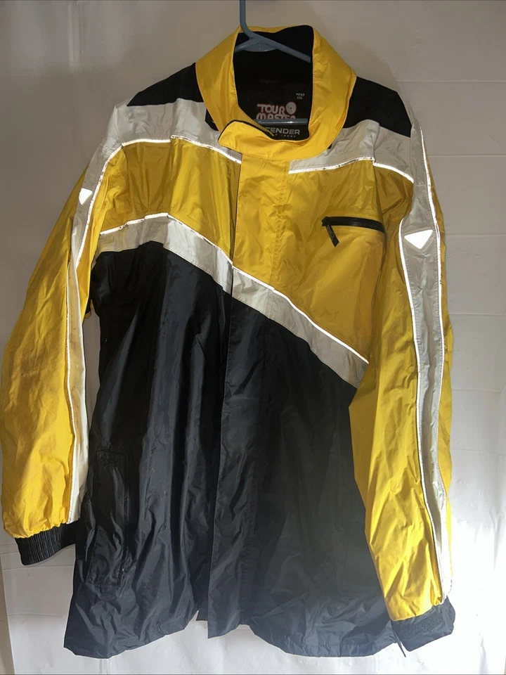 Tour Master Defender Rainsuit Jacket Mens XXL Black Yellow Full Zip Moto Read - Image 1 of 4