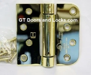 Hager Hinges Self Closing 1754 5/8" Radius x Square Corner US3 Polished Brass - Picture 1 of 3