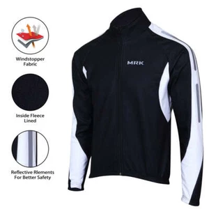 Cycling Winter Jacket For Men Windstopper Long Sleeve Thermal Bike Coat - Black - Picture 1 of 2