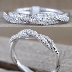 Mode Damen 925 versilberter Verlobungsring Kubik Zirkon Schmuck Gr. 6-10 - Bild 1 von 5