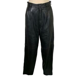 Vintage Michael Hoban North Beach Womens High Waist Leather Pants Black Size 6