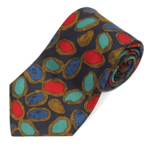 JIM THOMPSON Jem Stone Red Blue Green on Black Men's Silk Neck Tie - Picture 1 of 4