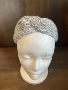 Girls' Handmade Wool Knit headband. XS Size. Gray & White  - Picture 1 of 3