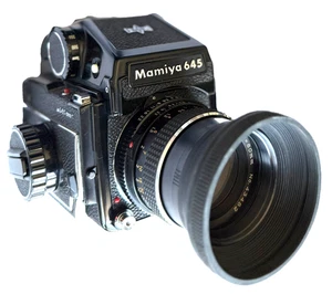 PAQUETE DE CÁMARA GIGANTE MAMIYA 645 CON LENTE DE 45mm y 80mm, filtros, empuñaduras, estuche +más - Imagen 1 de 24