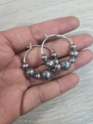 Hermosos pendientes de aro Carolyn Pollack de perlas de ley 925 Foto 1 de 3