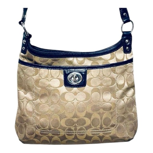 Borsa a tracolla Coach Penelope Signature Logo blu kaki raso F19259