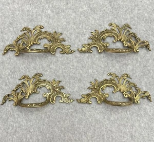 4 Ornate Solid Brass Victorian Antique Drawer Cabinet Pulls Handles 6 5/8” Wide - Picture 1 of 18