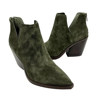 NEW Vince Camuto Gigietta 6 Green Suede Leather Pointed Toe Booties Ankle Boots - Image 1 of 4