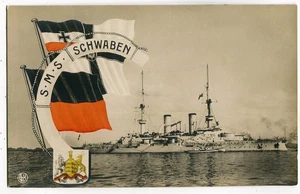 Postal SMS "Suabia" con bandera, Marina Imperial, barcos de línea grande, alrededor de 1914 - Imagen 1 de 2