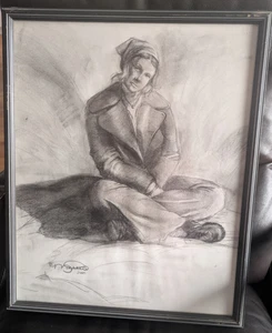 Artwork In Pencil Or Graphite, Copy Of Portrait Of The  Sitting Women - Picture 1 of 16