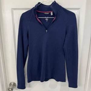 Ibex Women's Small Navy Merino Wool Quarter Zip - Picture 1 of 7