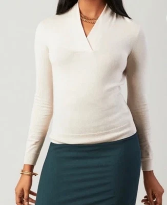 Suéter Brooks Brothers para mujer seda-cachemira chal-cuello pulóver capas tostadas Foto 1 de 4