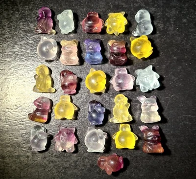 Lot De Figurines Pokemon En Fluorite Fluorine Pierre Naturelle Sculptures - Photo 1/4