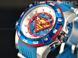 Rare Invicta Men's DC Comics Superman 52mm Chronograph Silicone Strap SS Watch - Picture 1 of 9