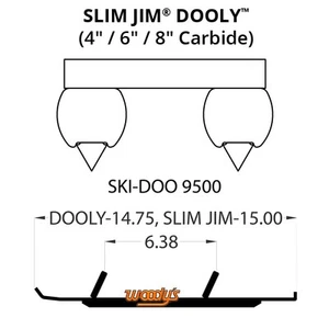 Woodys Dooly Carbide Wear Rods-4in. for 2019-2022 Ski-Doo Summit X E-TEC 850 165 - Picture 1 of 2