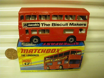 MATCHBOX MB17B 1972 "THE LONDONER" RED JACOB'S BISCUIT MAKERS BUS MINT BOXED  - Image 1 of 4