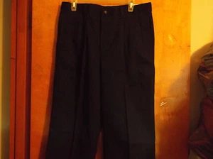 NUEVOS PANTALONES DE SARGA DELANTEROS PLEGADOS CON CINTURÓN GEORGE OSCURO AZUL MARINO - Imagen 1 de 5