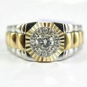 2Ct Round Cut Lab Created Men's Rolex Engagement Ring 14K Two Tone Gold Plated - Picture 1 of 5