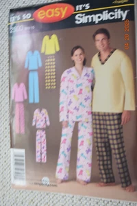 Simplicity 2500 Adult's Teens Pajamas Pattern Sz XS S M L Chest 30 to 44 Uncut - Picture 1 of 2
