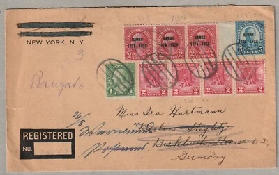 1928, registered cover from New York to Berlin, then re-addressed, very fine! - Image 1 of 2