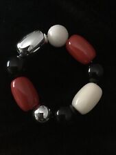 Brand new chunky large bead bracelet silver black red white
