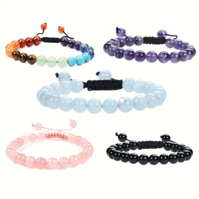 Pulsera con cuentas de piedra natural para mujer hombre amatistas cristal cuarzo pulsera Foto 1 de 4
