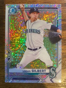 2021 Bowman Chrome Prospects Speckle Refractor #BCP-58 Logan Gilbert #284/299 - Picture 1 of 2