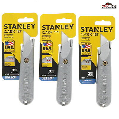 3 Stanley Fixed Blade Utility Box Knife & Blades Sets ~ New • 23.95$