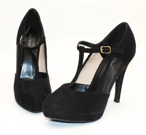 Call It Spring Women’s Black Faux Suede Stiletto T Strap Mary Janes Size 8.5 - Picture 1 of 9