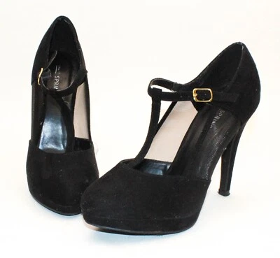 Call It Spring Women’s Black Faux Suede Stiletto T Strap Mary Janes Size 8.5 - Image 1 of 4