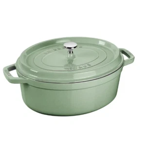 Staub Cocotte Cast Iron Oval Cocotte Dutch Oven, Sage Green, 11.4 In, 4.5-Qt - Picture 1 of 3