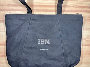 Vintage 90s IBM Tote Bag Black canvas IBM logo shoulder bag purse - Picture 1 of 7