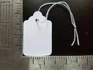 LOT 100 WHITE Large PRICE TAGS #7 Merchandise Tag BLANK String STRUNG retail - Picture 1 of 12