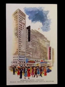 c1950's Chicago Bismarck Hotel And Palace Theater VIntage Postcard - Picture 1 of 2