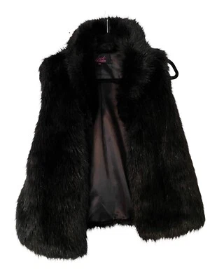 JACK BB DAKOTA Negro Divertido Chaleco de Piel Sintética Cuello Talla S Forrado Gancho Cierre de Ojos Elegante Foto 1 de 4