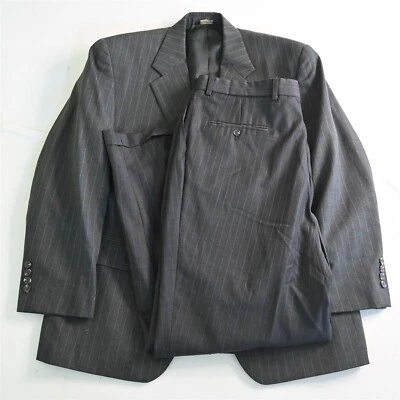 Chaps Ralph Lauren 42S 38x30 Gray Stripe 100% Wool Mens Jacket Pants Suit - Image 1 of 4