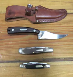 3 SCHRADE USA 152, 94ot 440t KNIFE SET 152 COMES WITH SHEATH 94 IS PRETTY ROUGH - Picture 1 of 8