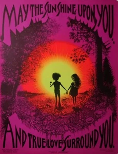 Vintage Original 1972 Purple Sunshine Blacklight Poster Psychedelic Hippie Love - Picture 1 of 1