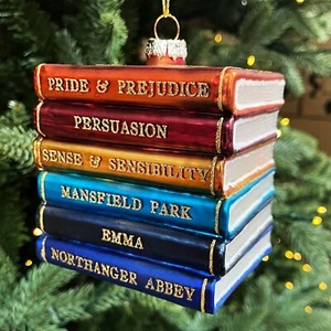 Jane Austen Christmas Tree Ornament, Bookish Christmas Decoration, Blown Glass - Picture 1 of 11