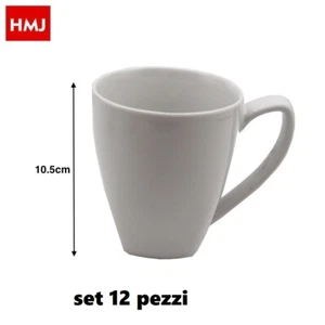 Set De 12 Piezas Taza Tazón Porcelana Blanca Leche Desayuno Mug HMJ - Imagen 1 de 1