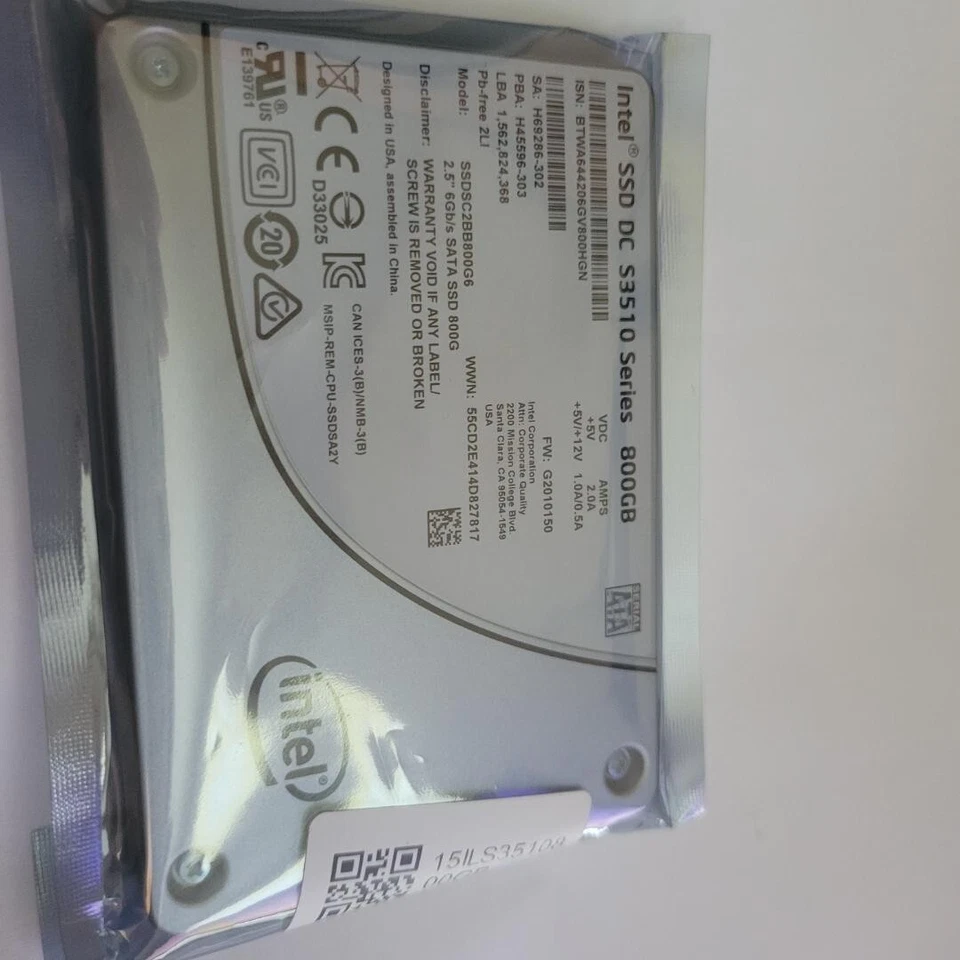 Intel DC S3510 SATAIII SSD 800GB SSDSC2BB800G6 SSDSC2BB800G601 solid state drive - Image 1 of 1