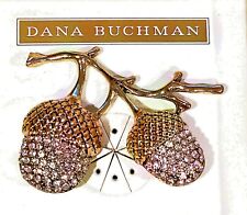 New NIB Dana Buchman  Rhinestone Acorns Nut Pin Brooch Spring Fall Gift Box