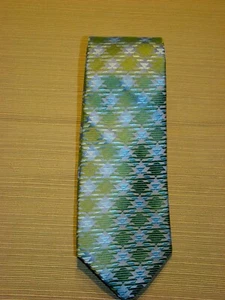 Men's Express Design Studio 100% Silk Neck Tie ~ Bright Blue & Green - Picture 1 of 6