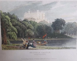 1842 Belvoir Castle, Leicestershire. Antiker handkolorierter Druck. Dugdale, Tallis - Bild 1 von 2